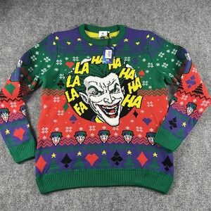 DC Comics Sweater Mens XL Green Red Joker Christmas Ugly Pullover‎ Crewneck Knit